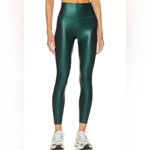 IVL Collective Hydrasculpt High Rise 7/8 Metallic Green Foil Leggings Size 10